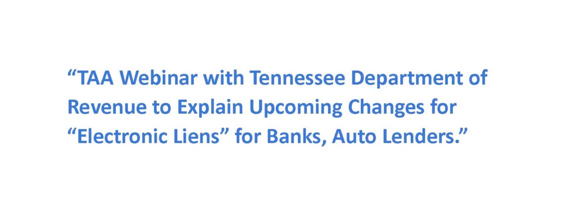 TAA Webinar with Tennessee Department of Revenue